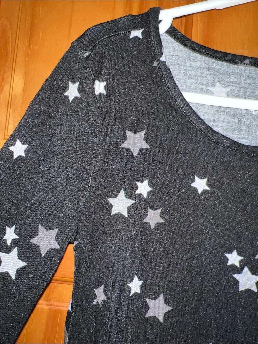 Justice Black Long Sleeve Star Print Tee